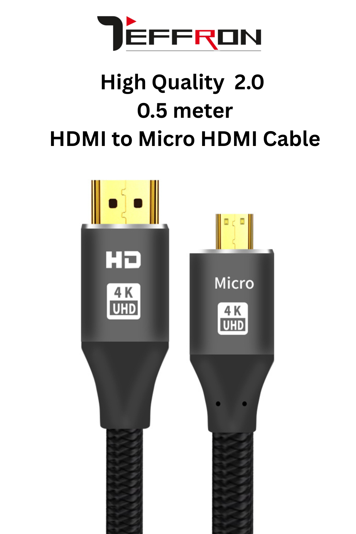 Teffron 0.5 Mtr. 2.0 Nylon Braided 4K@60Hz, 4K@120Hz High-Speed Micro HDMI to HDMI Cable for Atomos Ninja V,Sony A7RIII, A7II, A7M3,Canon R5,M6,Lumix 2500,GX85,Raspberry PI 4 - Image 2