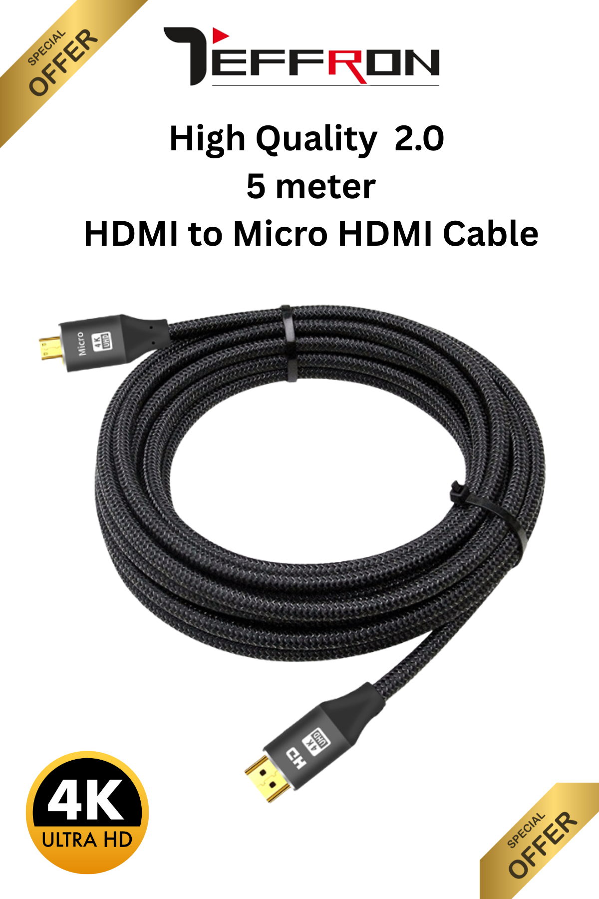 Teffron Black 5 Mtr Micro Braided Cable - Image 2