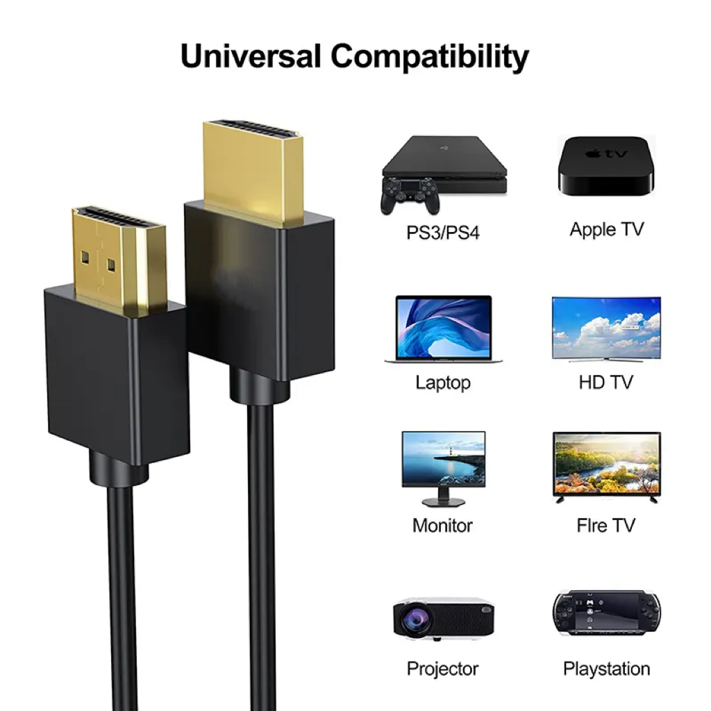 Teffron Black 0.5 Mtr Ultra Slim HDMI Cable - Image 3